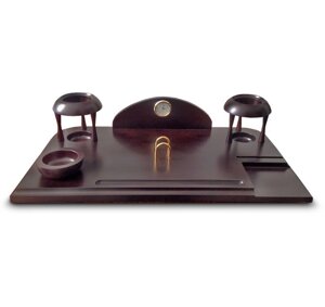Письменный набор деревянный «Офис-органайзер со скрепочницей и часами»