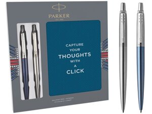 Подарочный набор Parker: шариковые ручки Jotter Waterloo Blue CT и Stainless Steel CT 2062782