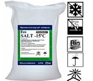 Противогололедный реагент "RADMIX Eco Salt"15 пакет 25 кг