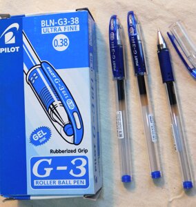 Ручка гелевая PILOT G-3, синяя, 0,38мм.