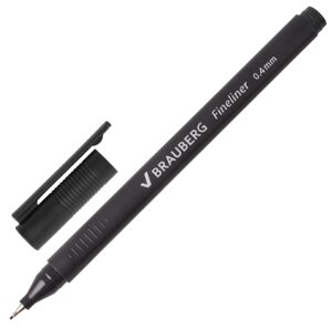 Ручка капиллярная (линер) 0.4 мм, черная, металлический наконечник, Carbon 141523