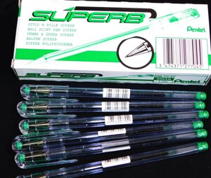 Ручка шариковая прозрачная "Superb ВК 77" Pentel зелёная