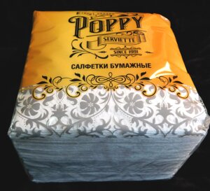 Салфетки бумажные белые Poppy 100 шт. уп. 24*24 см