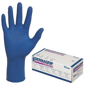 Сверхпрочные латексные перчатки, синие, Gloves/DERMAGRIP High Risk 50 штук уп.