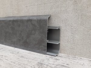 Плинтус напольный Идеал Деконика 70x22x2200, с кабель-каналом Лофт Серый