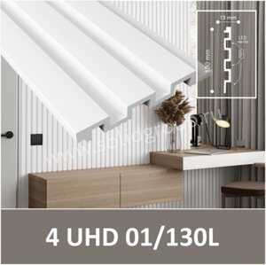 Стеновая 3D панель из полимера высокой плотности 4UHD 01/130L Белая.