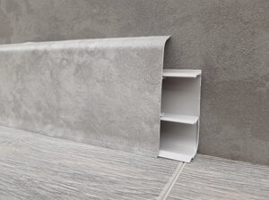 Плинтус напольный Идеал Деконика 70x22x2200, с кабель-каналом Лофт Светло-Серый