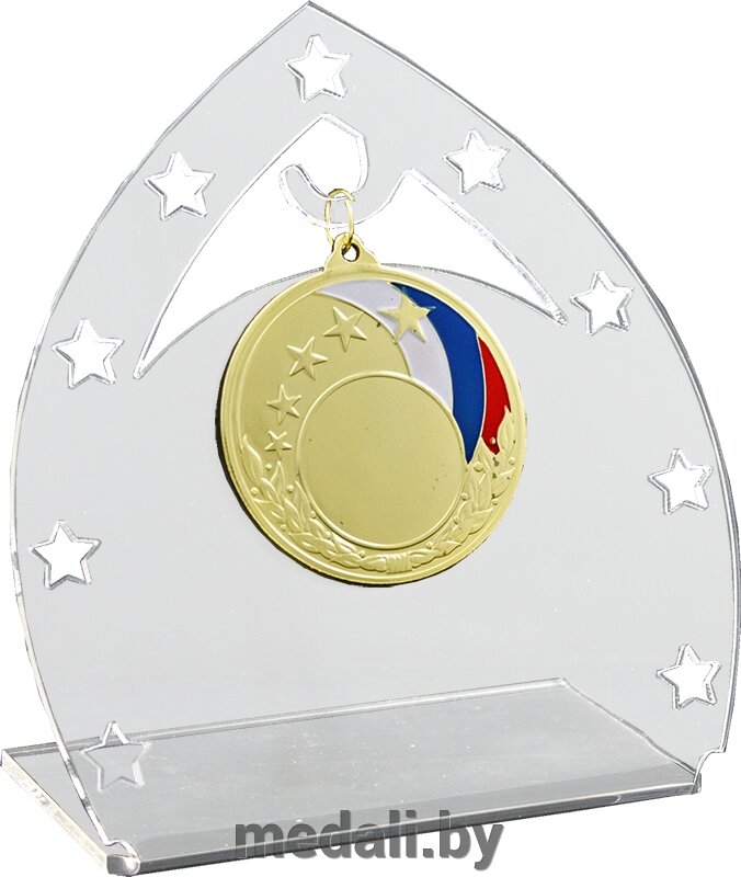 Акриловая награда с медалью 1761-125-000 от компании ЧП «Квадроком-пром» - фото 1