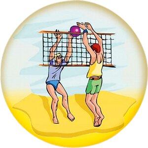 Акриловая эмблема волейбол пляжный, 25 мм 1312-025-001