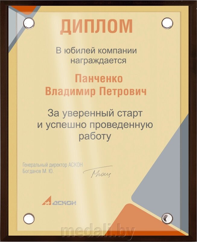 Вариант комплектации плакетки №894 1914-894-250 от компании ЧП «Квадроком-пром» - фото 1