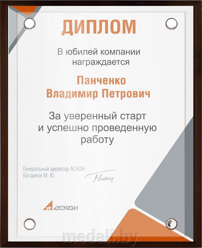 Вариант комплектации плакетки №898 1914-898-250 от компании ЧП «Квадроком-пром» - фото 1