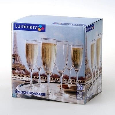 Бокалы для шампанского Luminarc French Brasserie H9452  170мл. 6шт от компании Магазин уютной кухни - фото 1