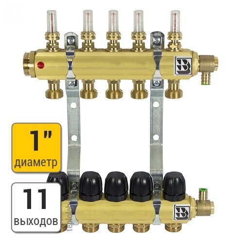 Afriso коллектор распределительный из латуни, 11 выходов от компании ООО «Лаборатория Тепла» - фото 1