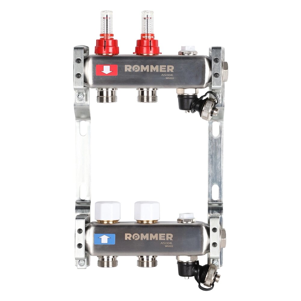 Коллектор Rommer с расходомерами, 2 выхода от компании ООО «Лаборатория Тепла» - фото 1