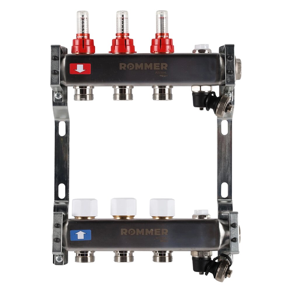 Коллектор Rommer с расходомерами, 3 выхода от компании ООО «Лаборатория Тепла» - фото 1