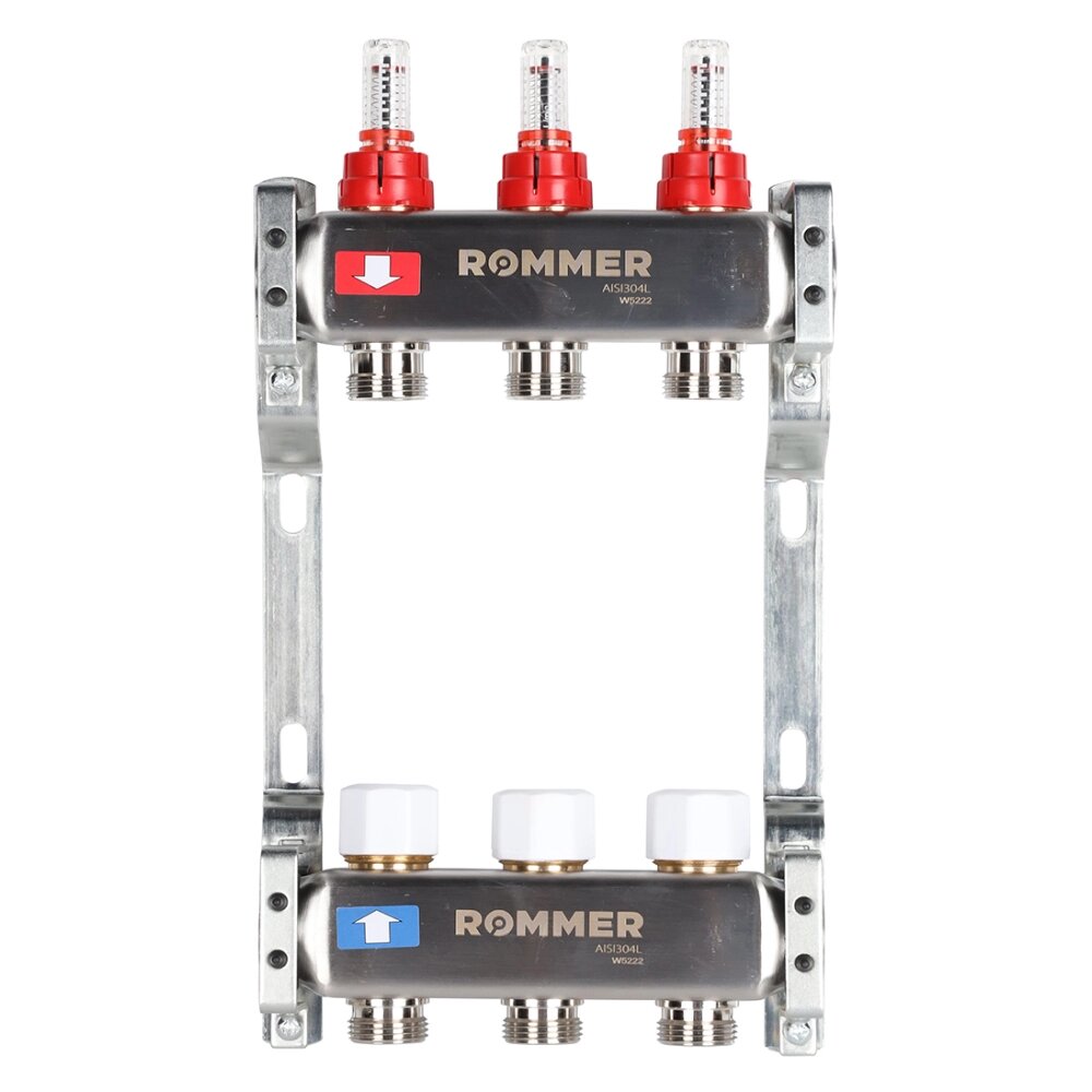Коллектор Rommer с расходомерами, 3 выхода от компании ООО «Лаборатория Тепла» - фото 1
