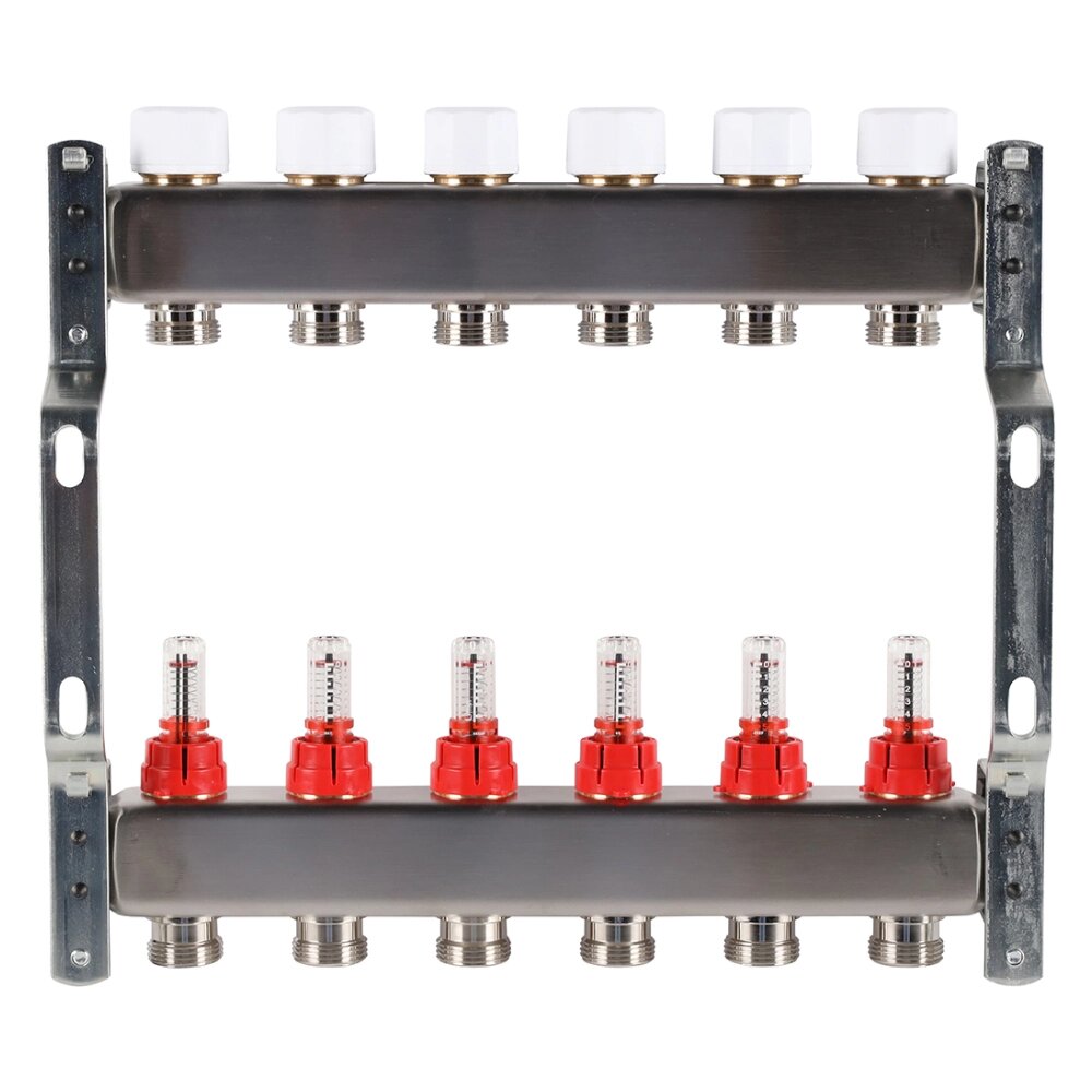 Коллектор Rommer с расходомерами, 6 выходов от компании ООО «Лаборатория Тепла» - фото 1
