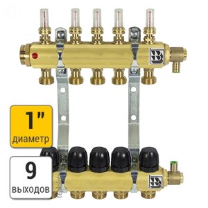 Afriso коллектор распределительный из латуни, 9 выходов