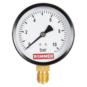 Rommer Dn 100 мм, 0-10 бар, 1/2" манометр радиальный