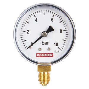 Rommer Dn 63 мм, 0-10 бар, 1/4" манометр радиальный