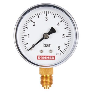 Rommer Dn 63 мм, 0-6 бар, 1/4" манометр радиальный