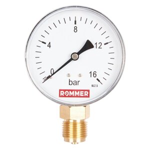 Rommer Dn 80 мм, 0-16 бар, 1/2" манометр радиальный