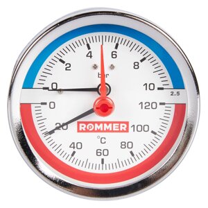Rommer Dn 80 мм, 1/2", 0 - 120°С, 0-10 бар термоманометр аксиальный