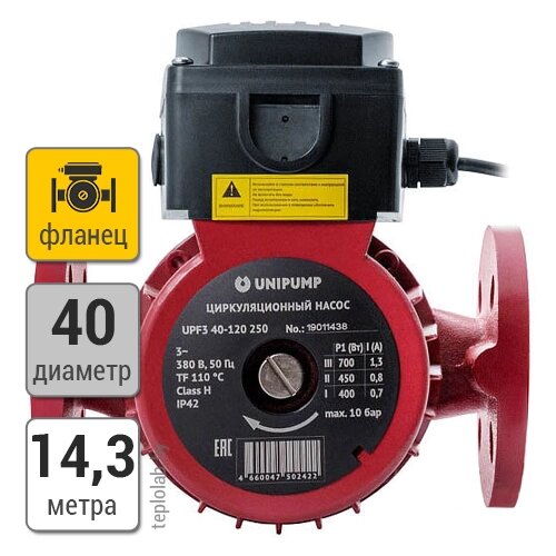 Unipump UPF3 40-120 250 насос циркуляционный, 380 В от компании ООО «Лаборатория Тепла» - фото 1