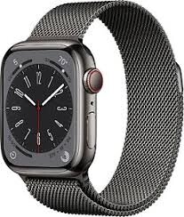 Умные часы Apple Watch Series 8 41 мм (корпус из нержавеющей стали, графитовый/графитовый, миланский сетчатый браслет)