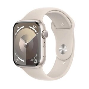Умные часы Apple Watch Series 9 45 мм (алюминиевый корпус, звездный свет/звездный свет, спортивный силиконовый ремешок