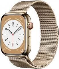 Умные часы Apple Watch Series 8 45 мм (корпус из нержавеющей стали, золотистый/золотистый, миланский сетчатый браслет)