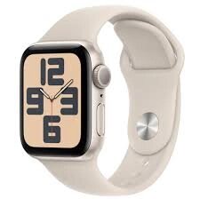 Умные часы Apple Watch SE 2023 40 мм (алюминиевый корпус, звездный свет/звездный свет, спортивный силиконовый ремешок)