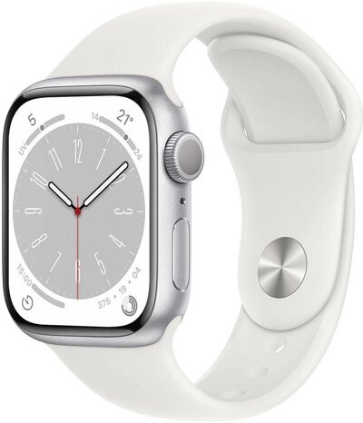 Смарт-часы Apple Watch Series 8 41 мм (алюминиевый корпус, серебристый/белый, спортивный силиконовый ремешок) от компании ООО " Белтехноимпульс" - фото 1