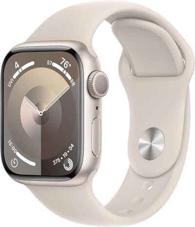 Умные часы Apple Watch Series 9 41 мм (алюминиевый корпус, звездный свет/звездный свет, спортивный силиконовый ремешок от компании ООО " Открытые Предложения" - фото 1