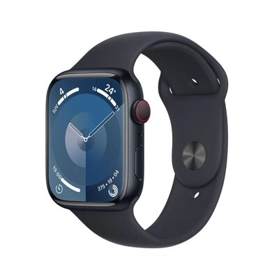 Умные часы Apple Watch Series 9 45 мм (алюминиевый корпус, полуночный/полуночный, спортивный силиконовый ремешок S/M) от компании ООО " Открытые Предложения" - фото 1