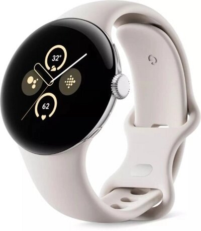 Умные часы Google Pixel Watch 2 (глянцевый серебристый/фарфор, спортивный силиконовый ремешок) от компании ООО " Открытые Предложения" - фото 1
