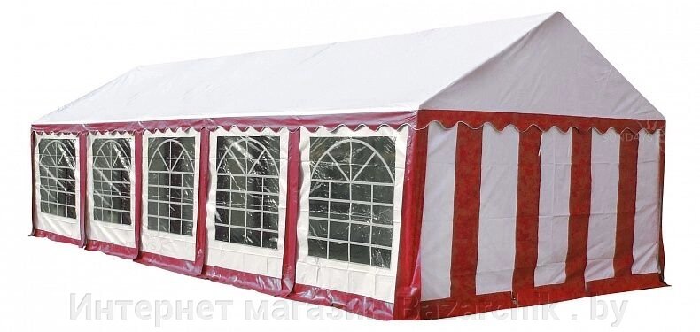4x10м, Р410201R Тент-шатер ПВХ, цвет белый с красным от компании Интернет магазин Bazarchik . by - фото 1