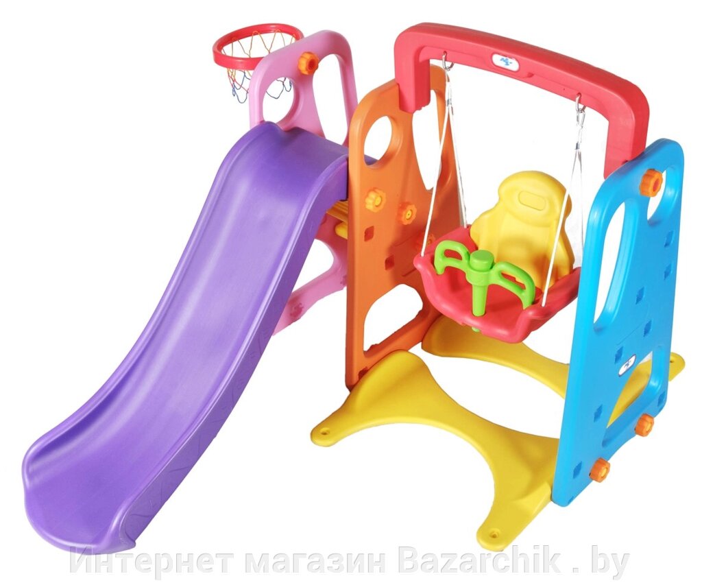 Горка пластиковая с кольцом и качелями Baby ZK016-1 от компании Интернет магазин Bazarchik . by - фото 1
