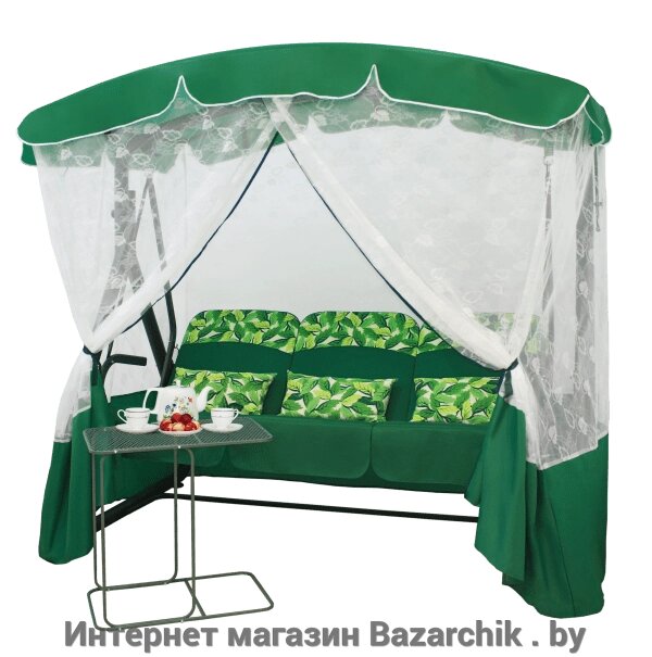 Качели садовые Элегант Премиум со столиком (зеленый) от компании Интернет магазин Bazarchik . by - фото 1
