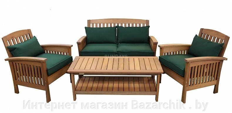 Комплект садовой мебели Sundays MAJESTIC, акация (2 кресла+1 скамья+1 столик) от компании Интернет магазин Bazarchik . by - фото 1