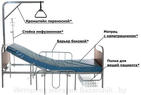 Кровать медицинская Авиценна-5 с1123м/1 без колес  с гусаком от компании Интернет магазин Bazarchik . by - фото 1
