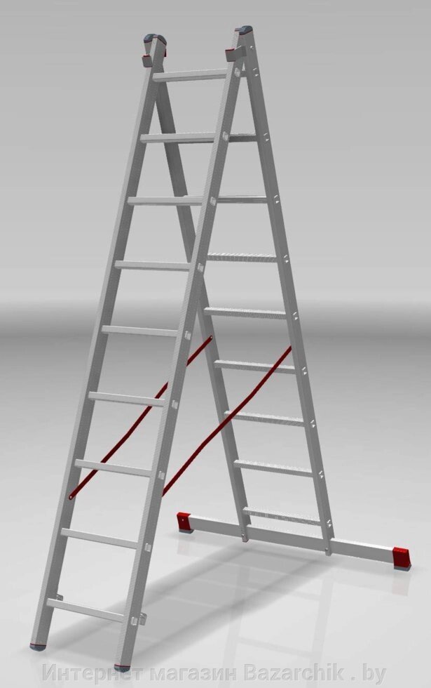 Лестница алюминиевая двухсекционная индустриальная 9 ст. NV 500 от компании Интернет магазин Bazarchik . by - фото 1