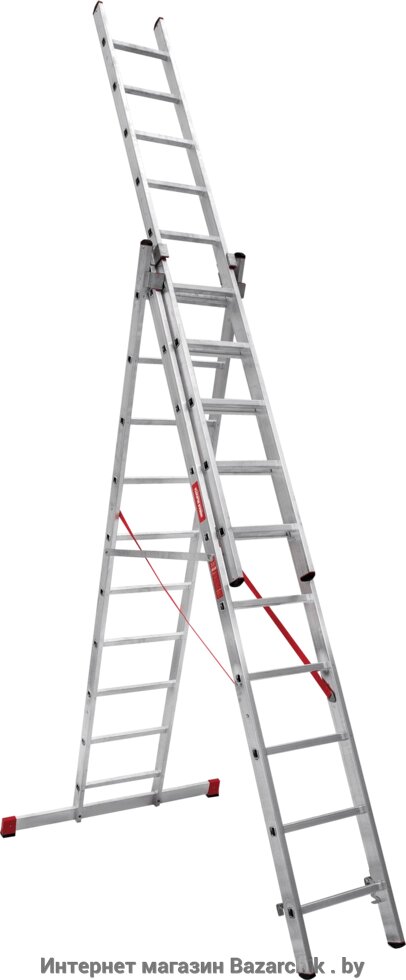 Лестница алюминиевая трехсекционная усиленная профессиальная 10 ст. NV 300 от компании Интернет магазин Bazarchik . by - фото 1