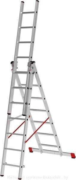 Лестница трехсекционная ал. усиленная профессиональная 3х14 серия NV323 Новая высота от компании Интернет магазин Bazarchik . by - фото 1