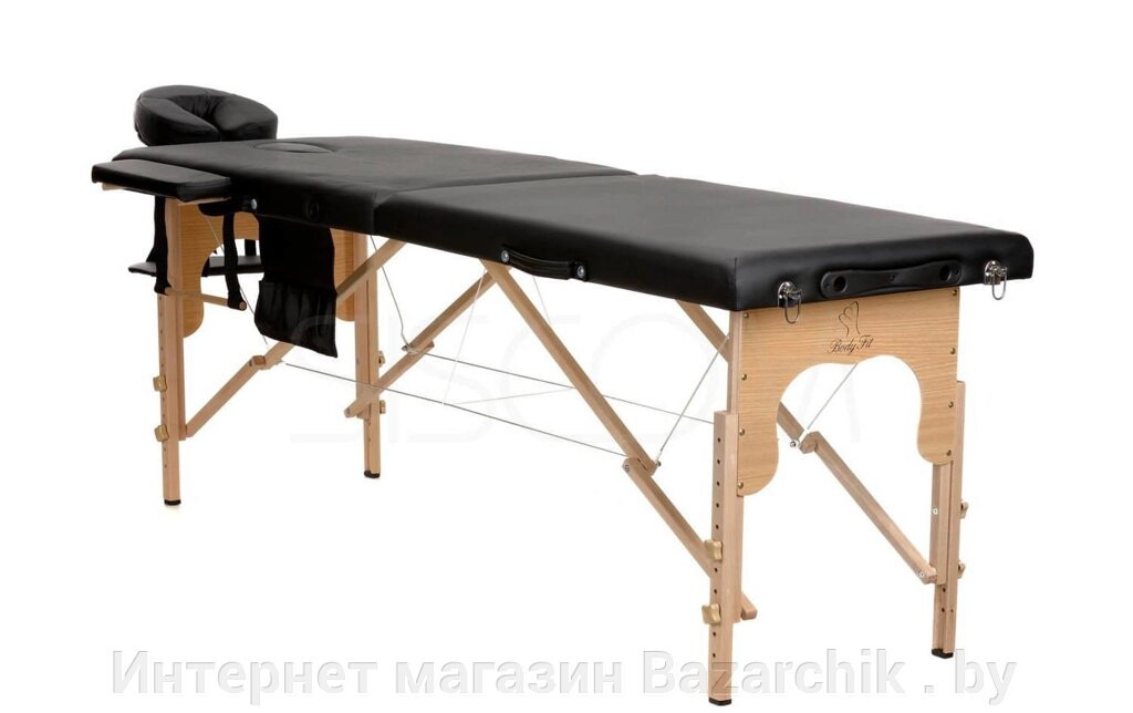 Массажный стол Atlas Sport складной 2-с деревянный 60 см ( черный) от компании Интернет магазин Bazarchik . by - фото 1