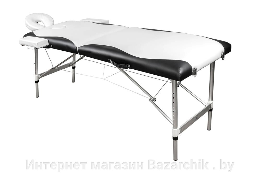 Массажный стол складной 2-х секционный алюминиевый RS BodyFit черно-белый от компании Интернет магазин Bazarchik . by - фото 1