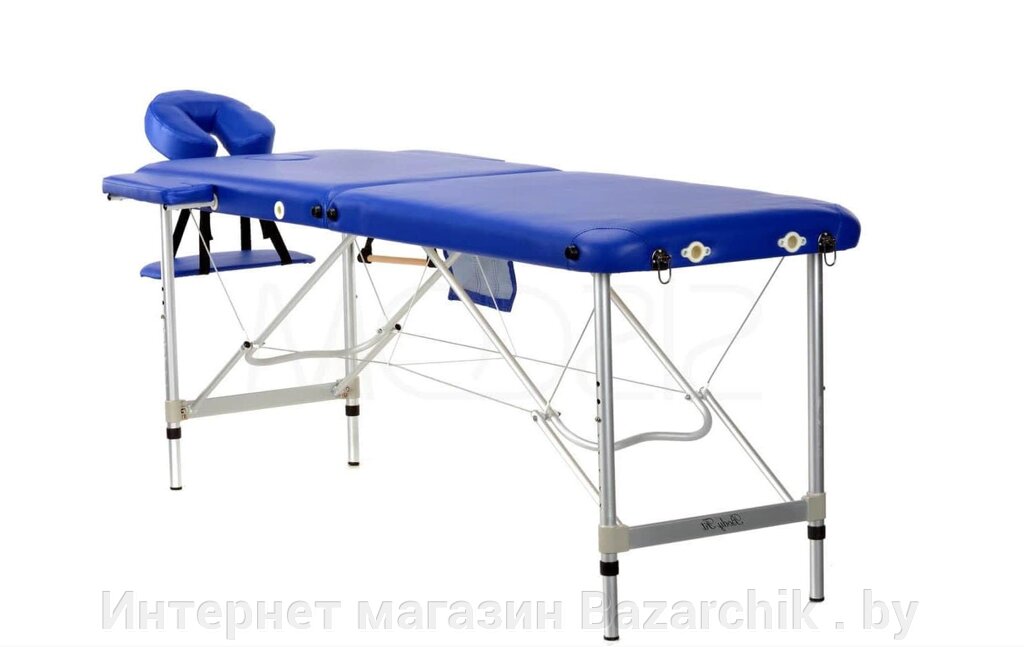 Массажный стол складной 2-х секционный алюминиевый RS BodyFit синий от компании Интернет магазин Bazarchik . by - фото 1