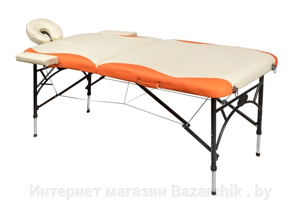 Массажный стол складной 2-х секционный алюминиевый RS BodyFit XXL, бежево-оранжевый от компании Интернет магазин Bazarchik . by - фото 1