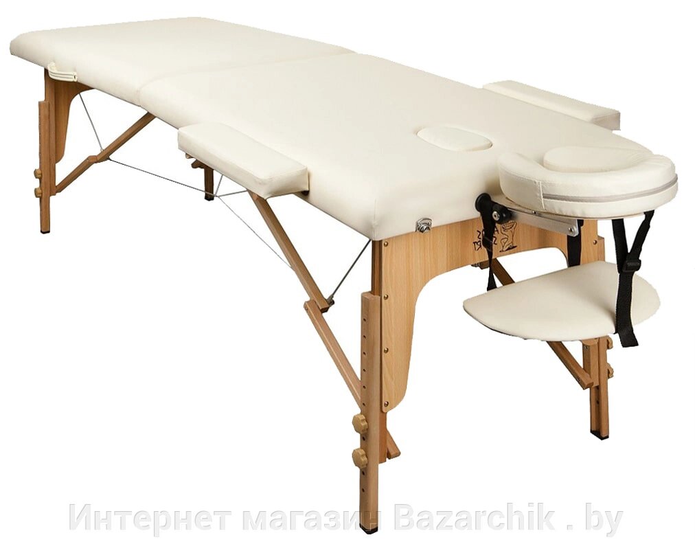 Массажный стол складной 2-х секционный деревянный 60см Atlas Sport (бежевый) от компании Интернет магазин Bazarchik . by - фото 1