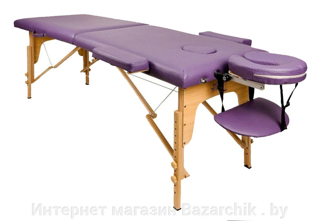 Массажный стол складной 2-х секционный деревянный 60см  Atlas Sport  (фиолетовый) от компании Интернет магазин Bazarchik . by - фото 1